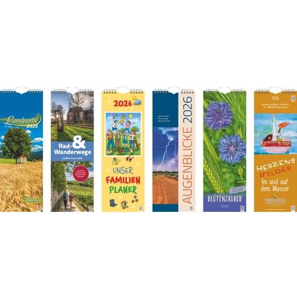 Streifenkalender 15,5x48cm sortiert 2026