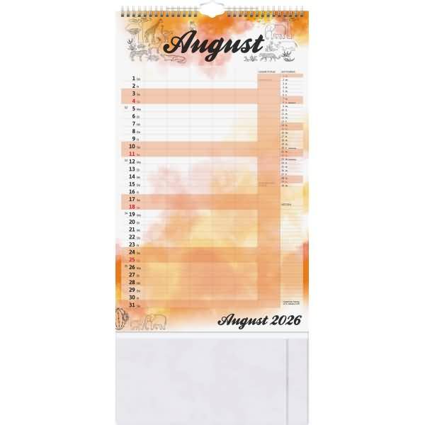 Familienkalender 25x41,5cm 1 Monat/Seite Aquarell 2026