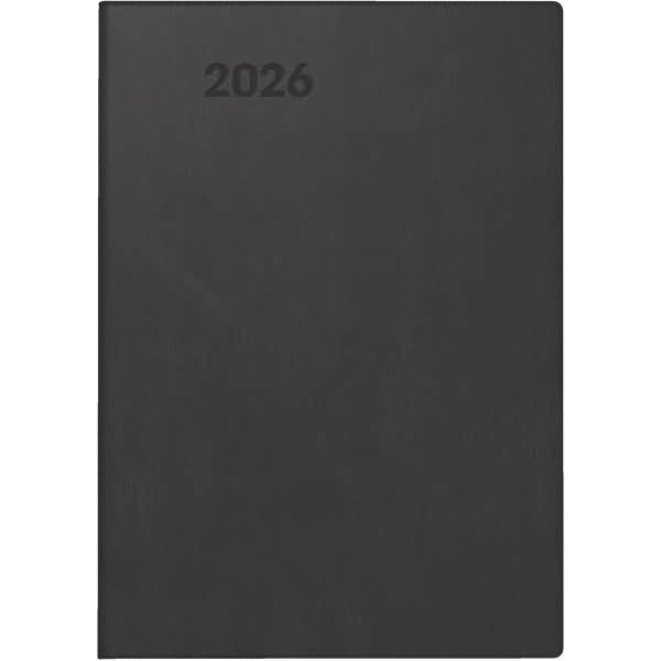 Taschenkalender 713 7,2x10,2cm 1 Woche/2 Seiten Kunststoff schwarz 2026
