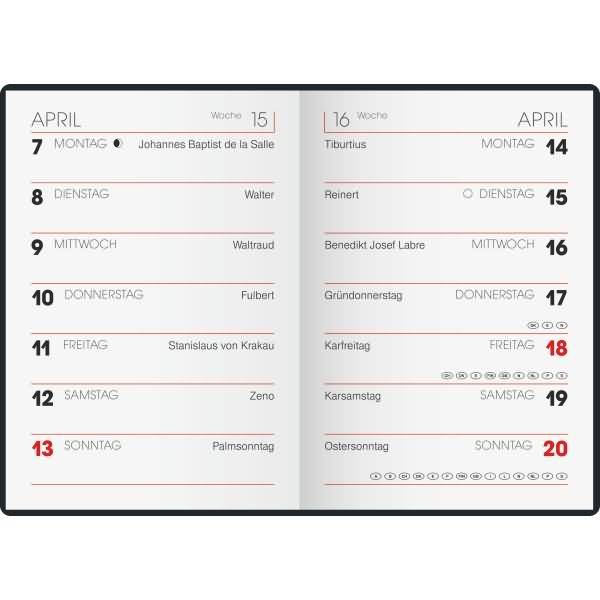 Taschenkalender 716 7,2x10,5cm 1 Woche/Seite Kunststoff farbig sortiert 2026