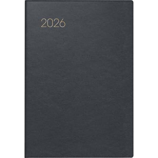Taschenkalender 723 7,6x11,2cm 1 Woche/2 Seiten Leder schwarz 2026