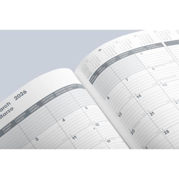 Buchkalender 739 Slimline 17x24cm 1 Monat/2 Seiten Baladek-Einband schwarz 2026
