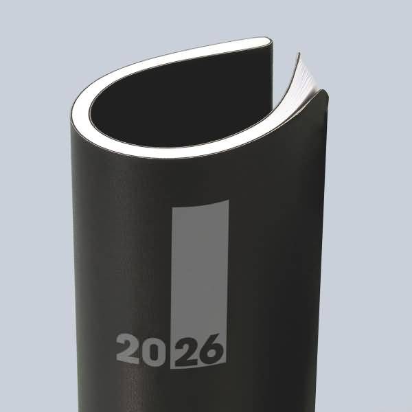 Buchkalender 739 Slimline 17x24cm 1 Monat/2 Seiten Baladek-Einband schwarz 2026