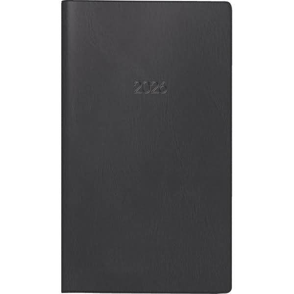 Taschenkalender 746 8,7x15,3cm 1 Monat/2 Seiten Kunststoff schwarz 2026