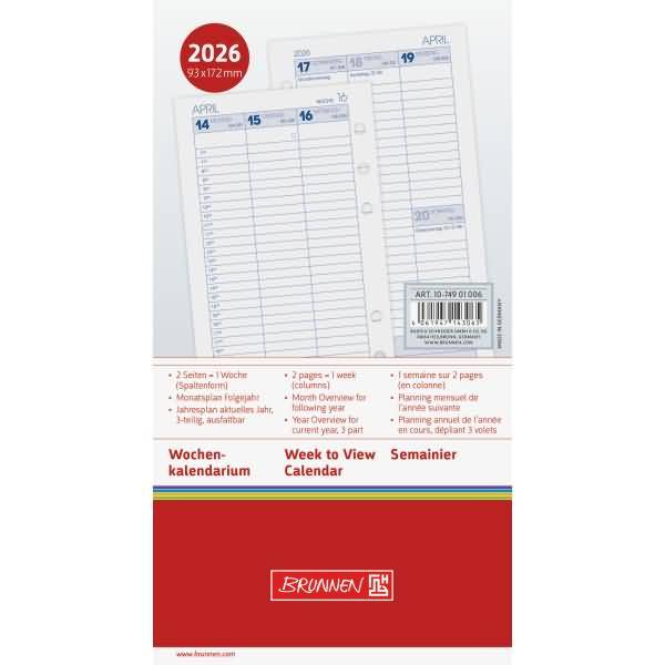 Wochenkalendarium 1 Woche/2 Seiten 9,3x17,2 cm 2026