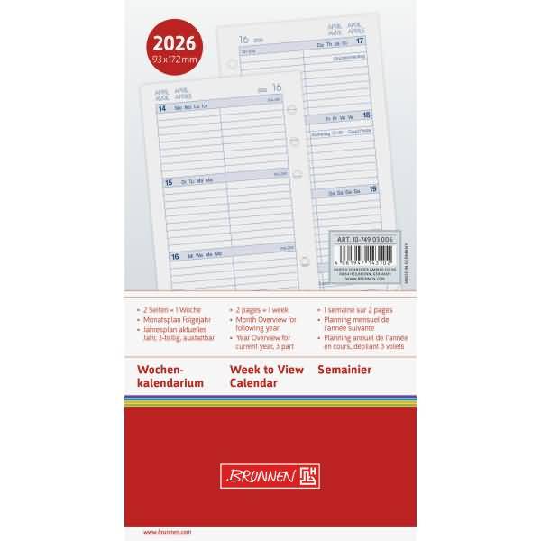 Wochenkalendarium 1 Woche/2 Seiten 9,3x17,2 cm 2026