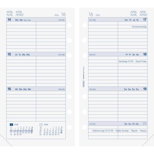 Wochenkalendarium 1 Woche/2 Seiten 9,3x17,2 cm 2026