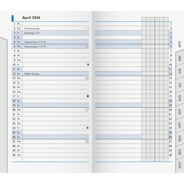 Ersatzkalendarium 753 8,7x15,3cm 1 Monat/2 Seiten 2026