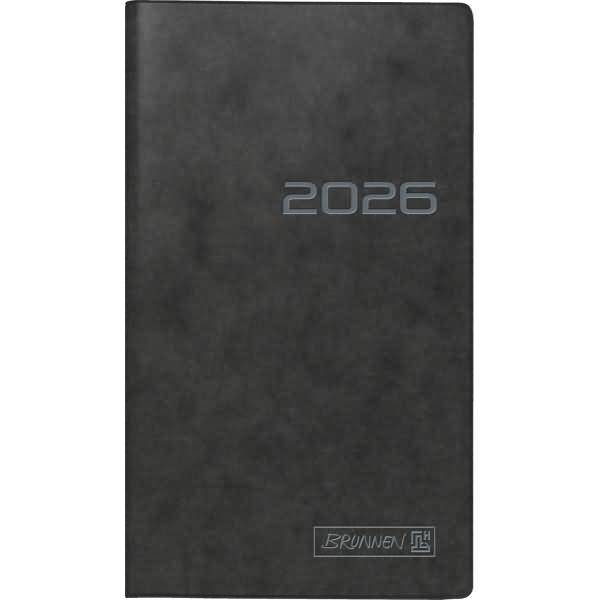 Taschenkalender 753 8,7x15,3cm 1 Monat/2 Seiten Karton schwarz 2026
