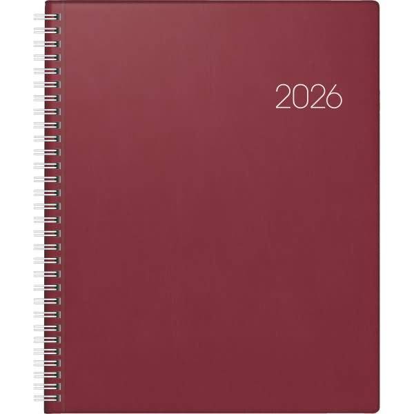 Buchkalender Manager Wt7 weektimer 21x26cm 1 Woche/2 Seiten Kunststoff weinrot 2026
