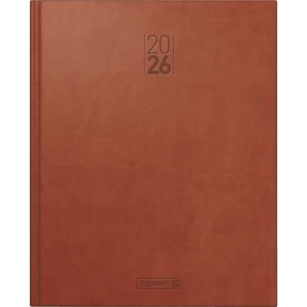 Buchkalender Manager Wt 7 21x26cm 1 Woche/2 Seiten Kunstleder-Einband braun 2026