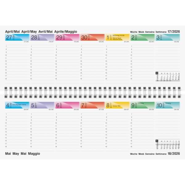 Querkalender 771 Dataline 29,7x10,5cm 1 Woche/Seite Karton-Einband 4-farbig 2026