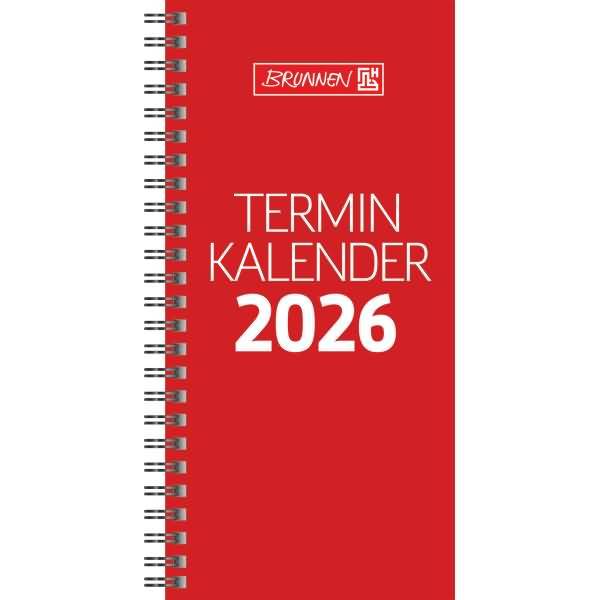 Vormerkbuch 780 10x20,7cm 1 Woche/2 Seiten Karton-Umschlag rot 2026