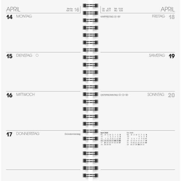 Vormerkbuch 780 10x20,7cm 1 Woche/2 Seiten Karton-Umschlag rot 2026