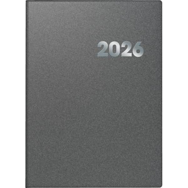 Buchkalender 789 A4 1 Tag/Seite Kunststoff-Einband Reflection grau 2026