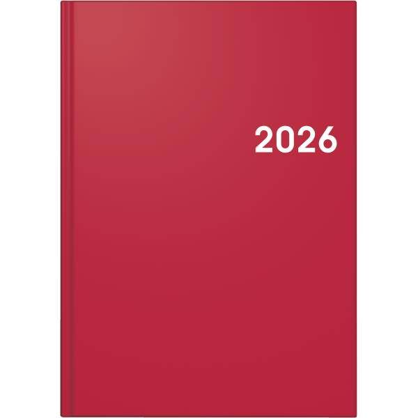 Buchkalender 795 A5 1 Tag/Seite Balacron-Einband rot 2026