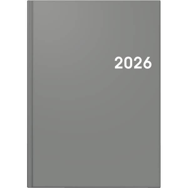 Buchkalender 795 A5 1 Tag/Seite Balacron-Einband grau 2026