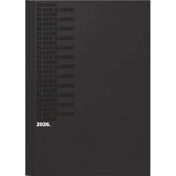 Buchkalender 795 Black Classic A5 1 Tag/Seite Balacron schwarz 2026