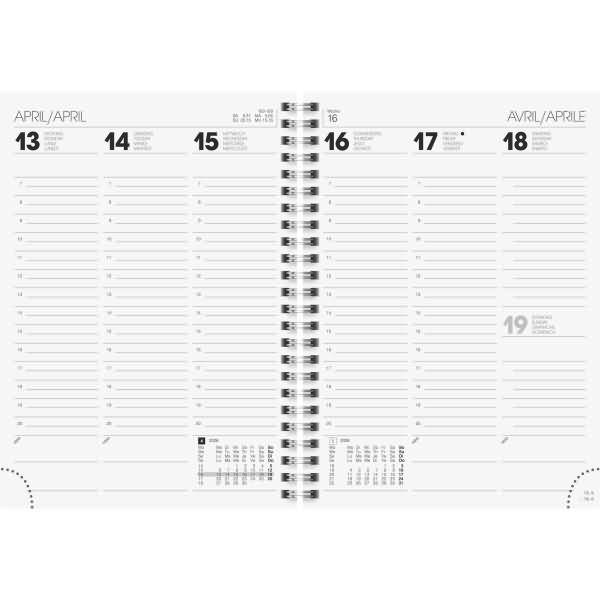 Buchkalender 796 A5 1 Woche/2 Seiten Karton-Einband blau 2026