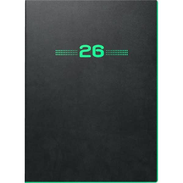 Buchkalender 796 A5 1 Woche/2 Seiten PU-Einband flexibel schwarz/neon 2026