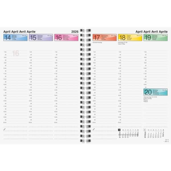 Buchkalender 796 Dataline A5 1 Woche/2 Seiten Karton-Einband blau 2026