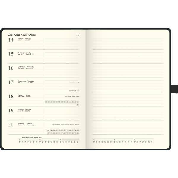 Buchkalender 799 Kompagnon A5 1 Woche/Seite Balacron schwarz 2026