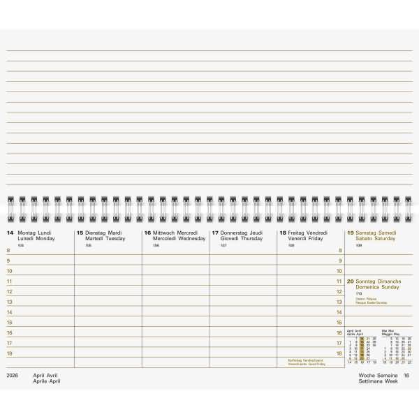 Querkalender 870 28,5x12cm 1 Woche/2 Seiten Karton weiß 2026