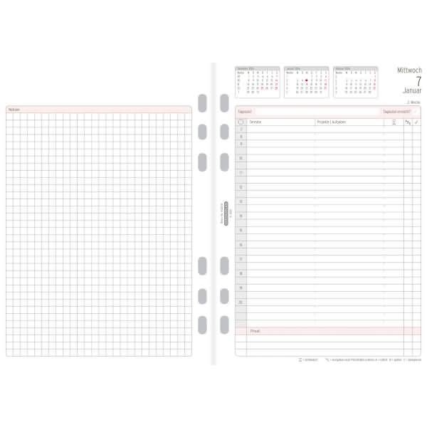 Jahres-Set A5 Kalendarium 2026 Anordnung in Spalten A5 weiß
