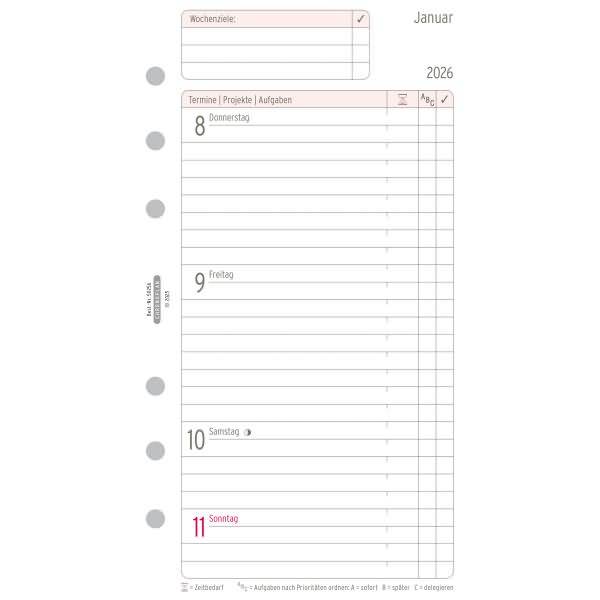 Wochenplan A6 Midi 1 Woche/2 Seiten Kalendarium 2026