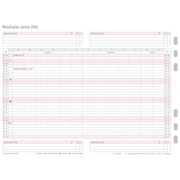 Monatsplan A5 Kalendarium 2026