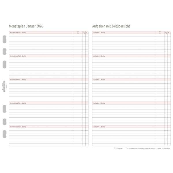 Monatsplan A5 Kalendarium 2026