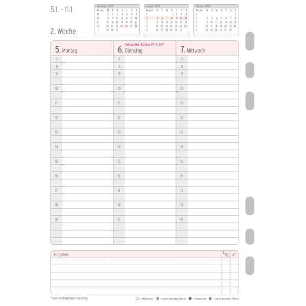 Jahres-Set Wochenplan A5 1 Woche/2 Seiten 2026