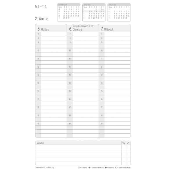 Buchkalender Origins A5 1 Woche/2 Seiten Ocean Blue Elementary 2026