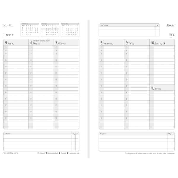 Buchkalender Origins A5 1 Woche/2 Seiten Ocean Blue Elementary 2026