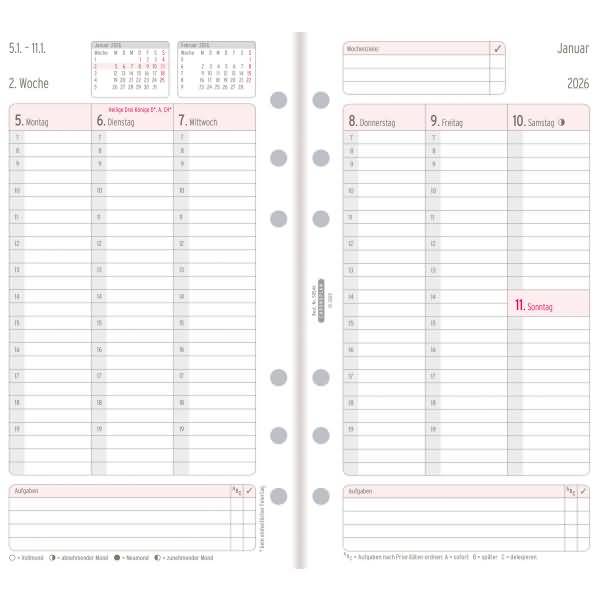 Wochenplan Midi 1 Woche/2 Seiten Kalendarium 2016 weiß