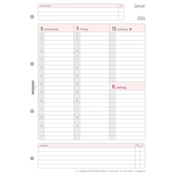 Wochenplan A4 1 Woche/2 Seiten Kalendarium 2016 weiß