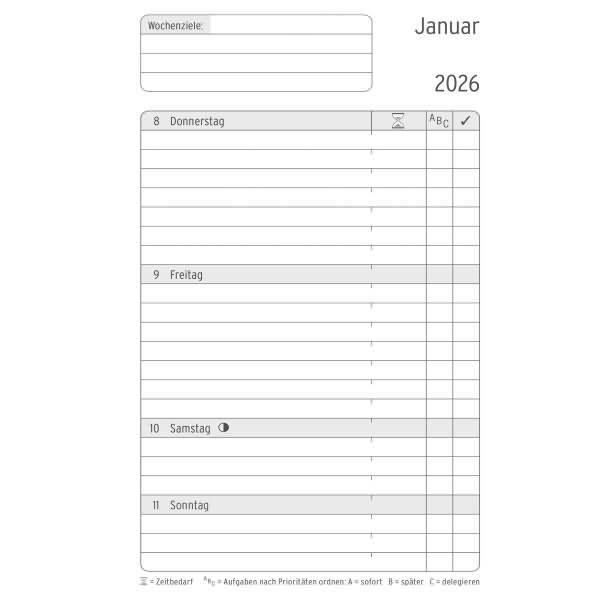 Buchkalender Chronobook Softcover Black Edition Mini 1 Woche/2 Seiten schwarz 2026