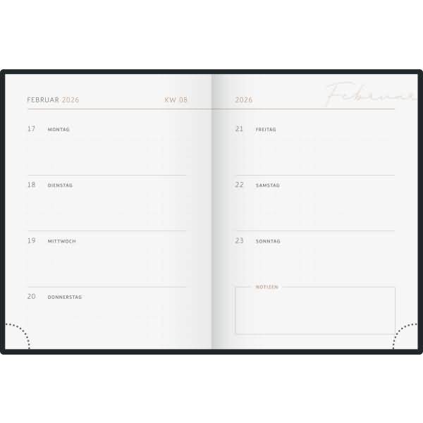 Taschenkalender Premium Young Line Mini A6 1 Woche/2 Seiten Textil Wild Flowers 2026