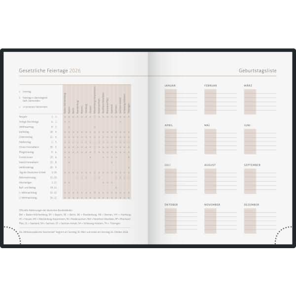 Taschenkalender Premium Young Line Mini A6 1 Woche/2 Seiten Textil Wild Flowers 2026