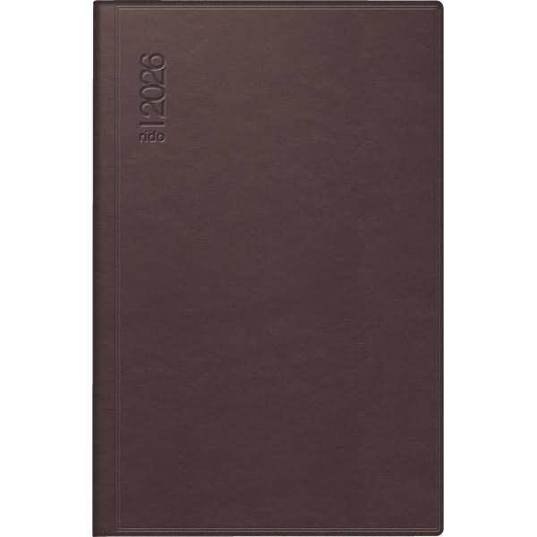 Taschenkalender Industrie I 7,2x11,2cm 1 Woche/2 Seiten Leder dunkelrot 2026