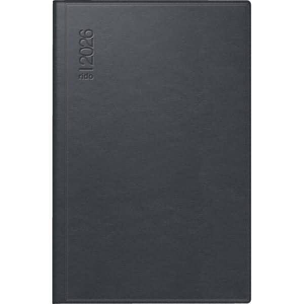 Taschenkalender Industrie I 7,2x11,2cm 1 Woche/2 Seiten Leder schwarz 2026