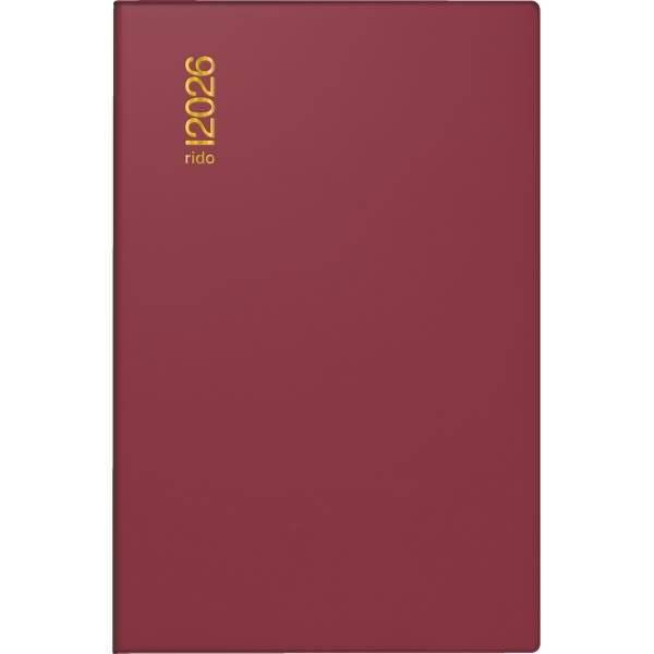 Taschenkalender Industrie II 7,5x11,2cm 2 Tage/Seite Kunststoff bordeaux 2026