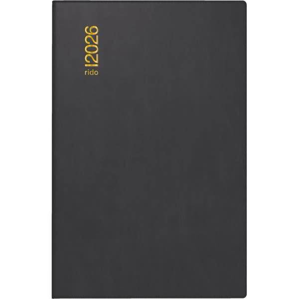 Taschenkalender Industrie II 7,5x11,2cm 2 Tage/Seite Kunststoff schwarz 2026