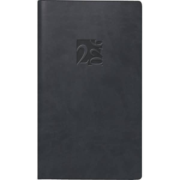 Taschenkalender int. 8,7x15,3cm 1 Woche/2 Seiten Kunstleder schwarz 2026