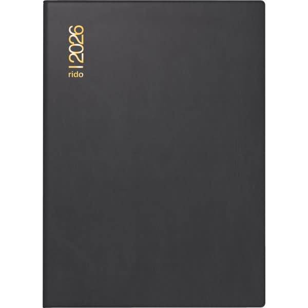 Taschenkalender Technik II 10x14cm 2 Tage/Seite Kunststoff schwarz 2026