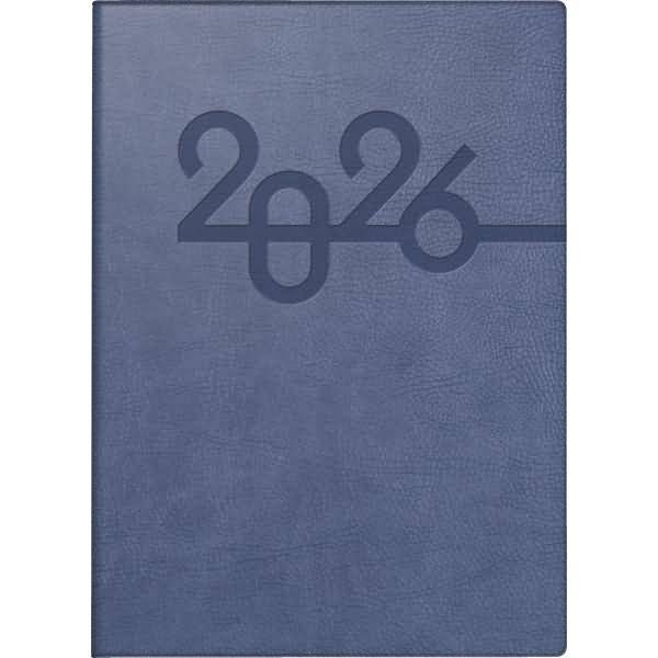 Taschenkalender Technik III 10x14cm 1 Tag/Seite Kunstleder Prestige blau 2026