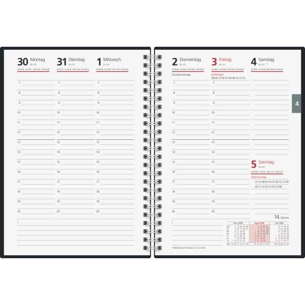 Buchkalender futura 2 A5 1 Woche/2 Seiten Papier grün Kalendarium 2026