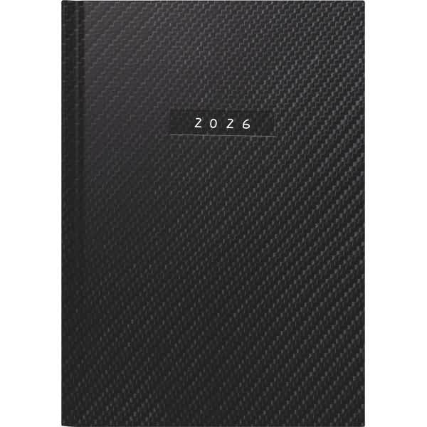 Buchkalender futura 2 A5 1 Woche/2 Seiten Kunststoff flexibel Carbon schwarz 2026