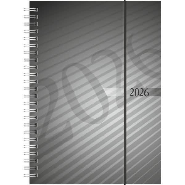 Buchkalender futura 2 A5 1 Woche/2 Seiten PP anthrazit Kalendarium 2026