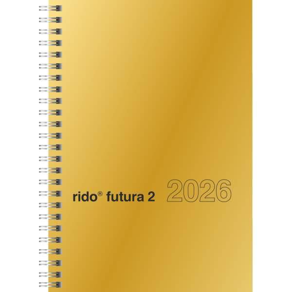 Buchkalender futura 2 A5 1 Woche/2 Seiten Glanzkarton-Einband gold 2026